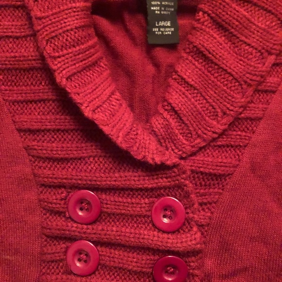Red v-neck sweater (size L) - Picture 3 of 4